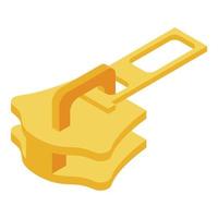 Fastening zipper pull icon, isometric style vector