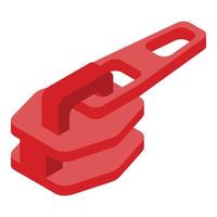 icono de tirador de cremallera de vestido rojo, estilo isométrico vector