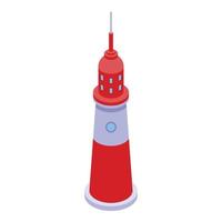 Red lighthouse icon, isometric style vector
