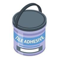 Bucket of adhesive icon, isometric style vector