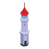 icono del faro del puerto, estilo isométrico vector