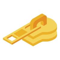 Zipper slider icon, isometric style vector