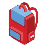 Kid backpack icon, isometric style vector