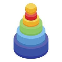 Baby colorful pyramide icon, isometric style vector