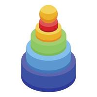 Baby colorful pyramide icon, isometric style vector