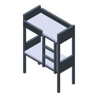 Apartment bunk bed icon, isometric style vector