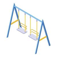 Double kid swing icon, isometric style vector