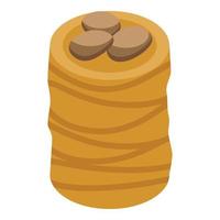 Turkish nut roll icon, isometric style vector