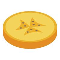 Persimmon slice icon, isometric style vector