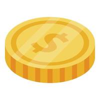 Dollar coin icon, isometric style vector