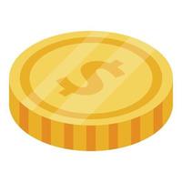 Dollar coin icon, isometric style vector