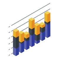 Graph bars icon, isometric style vector