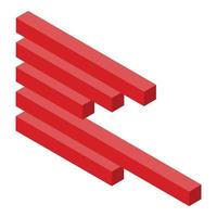 Side graph bars icon, isometric style vector