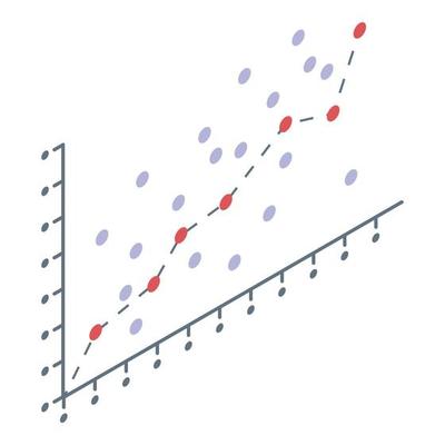 Analysis regression icon, isometric style