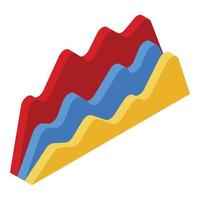 Waveform graph icon, isometric style vector