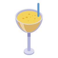 Persimmon cocktail icon, isometric style vector