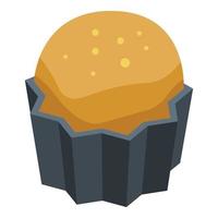 Persimmon cupcake icon, isometric style vector