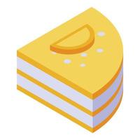 Persimmon cake icon, isometric style vector