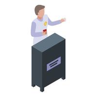 Police passport control icon, isometric style vector