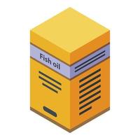 Fish oil box icon, isometric style vector