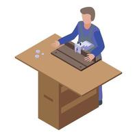 Working carpenter icon, isometric style vector