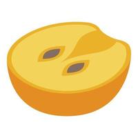 Half persimmon icon, isometric style vector
