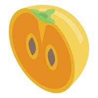 Half persimmon icon, isometric style vector