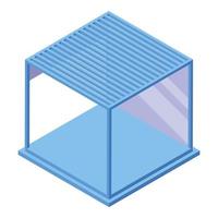 Modern glass gazebo icon, isometric style vector