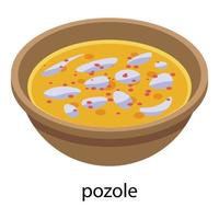 Pozole food icon, isometric style vector