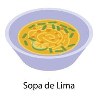 icono de sopa de lima, estilo isométrico vector