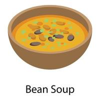 Bean soup icon, isometric style vector