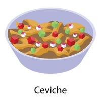 icono de ceviche, estilo isométrico vector