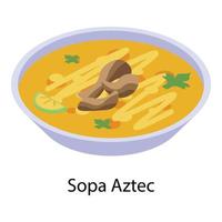 icono de sopa azteca, estilo isométrico vector