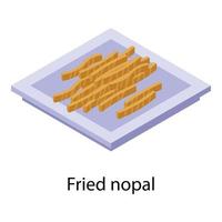 Fried nopal icon, isometric style vector