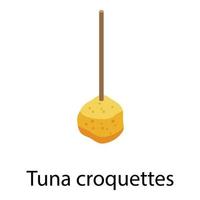 Tuna croquettes icon, isometric style vector