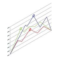 Income chart icon, isometric style vector