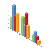 Colorful bars chart icon, isometric style vector