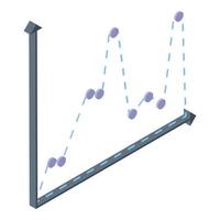 Problem regression chart icon, isometric style vector