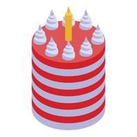 icono de pastel de cumpleaños de crema rebanada, estilo isométrico vector