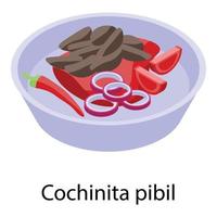 Cochinita food icon, isometric style vector