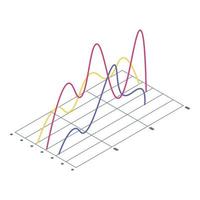 Trouble regression chart icon, isometric style vector