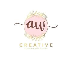Initial AW feminine logo. Usable for Nature, Salon, Spa, Cosmetic and Beauty Logos. Flat Vector Logo Design Template Element.