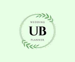 colección de logotipos de monograma de boda con letras iniciales de ub, plantillas florales y minimalistas modernas dibujadas a mano para tarjetas de invitación, guardar la fecha, identidad elegante para restaurante, boutique, café en vector