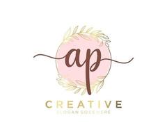 Initial AP feminine logo. Usable for Nature, Salon, Spa, Cosmetic and Beauty Logos. Flat Vector Logo Design Template Element.