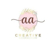 Initial AA feminine logo. Usable for Nature, Salon, Spa, Cosmetic and Beauty Logos. Flat Vector Logo Design Template Element.
