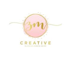 Initial ZM feminine logo. Usable for Nature, Salon, Spa, Cosmetic and Beauty Logos. Flat Vector Logo Design Template Element.