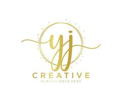 Initial YJ feminine logo. Usable for Nature, Salon, Spa, Cosmetic and Beauty Logos. Flat Vector Logo Design Template Element.