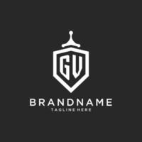 GV monogram logo initial with shield guard shape design vector