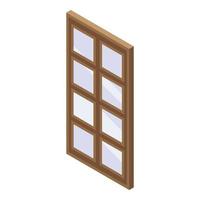 Wood window icon, isometric style vector