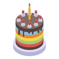 icono de pastel de cumpleaños, estilo isométrico vector